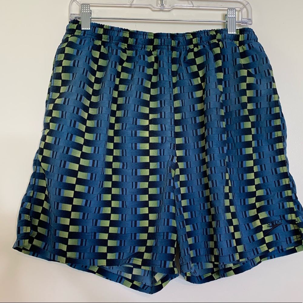 Speedo Cool Striped Checked Print Swim Shorts